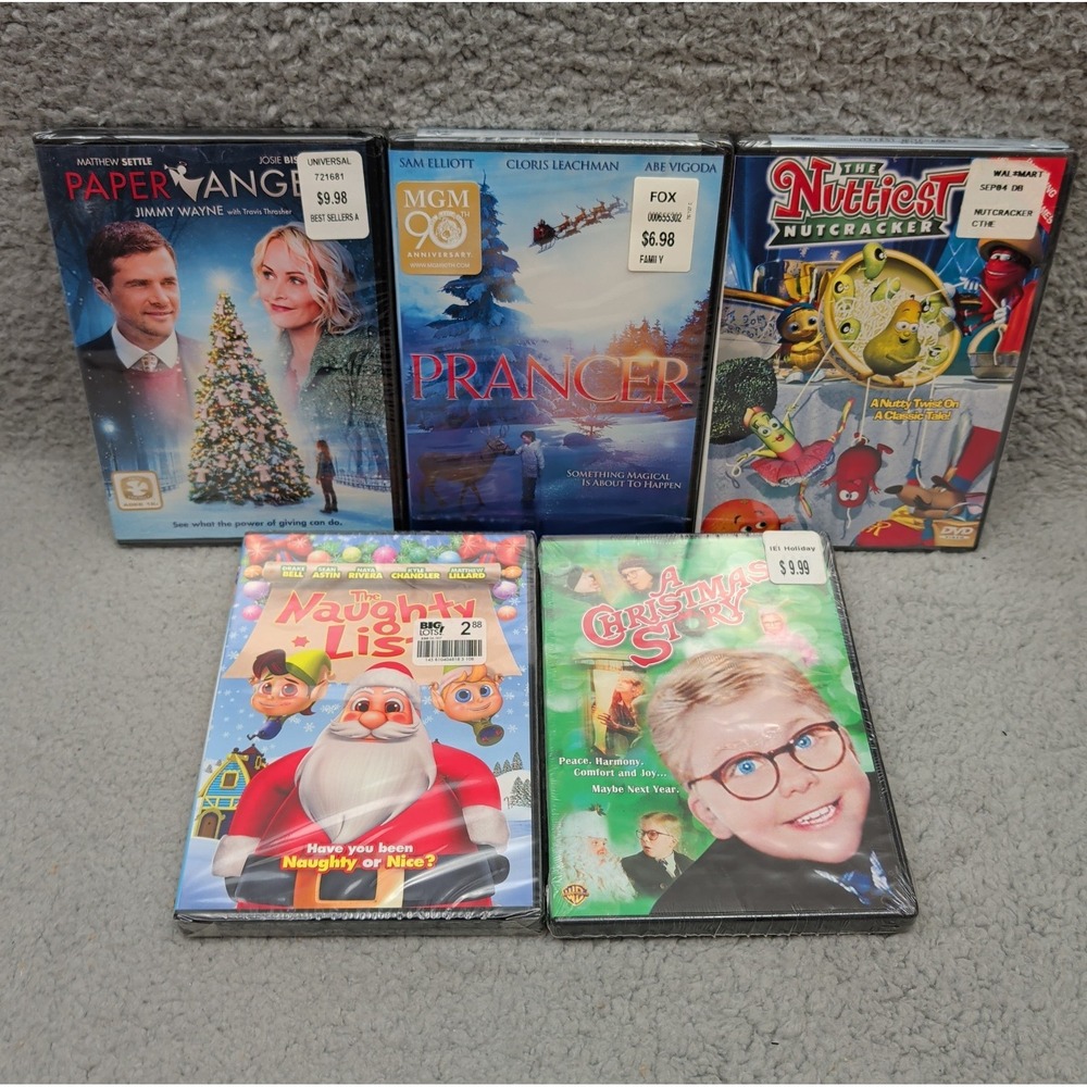 Lot Of 5 DVDS Christmas Story Prancer Nuttiest Nutcracker Naught List Sealed New